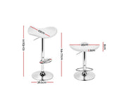 Artiss Set of 2 Gas Lift Bar Stools Swivel Chairs Pu Leather Chrome
