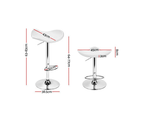 Artiss Set of 2 Gas Lift Bar Stools Swivel Chairs Pu Leather Chrome
