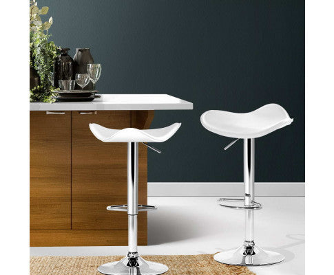 Artiss Set of 2 Gas Lift Bar Stools Swivel Chairs Pu Leather Chrome