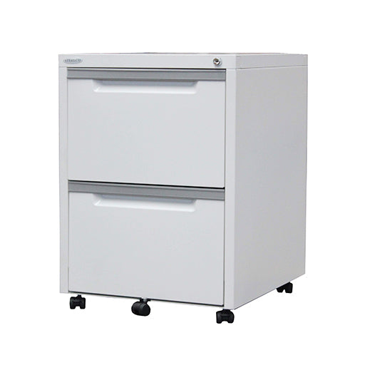 Steelco - Classic Range Mobile Pedestal Two File Drawer White Satin