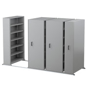 Ezi-Slide Aisle Saver Metal Storage Shelving 2175H x 1200W x 400D 6 Bay inc. 5 Adjustable Shelves Cyber Grey