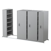 Ezi-Slide Aisle Saver Metal Storage Shelving 2175H x 900W x 400D 6 Bay inc. 5 Adjustable Shelves Cyber Grey