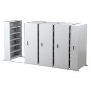 Ezi-Slide Aisle Saver Metal Storage Shelving 2175H x 1200W x 400D 8 Bay inc. 5 Adjustable Shelves White Satin
