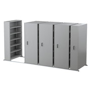 Ezi-Slide Aisle Saver Metal Storage Shelving 2175H x 1200W x 400D 8 Bay inc. 5 Adjustable Shelves Cyber Grey