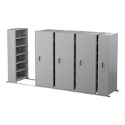 Ezi-Slide Aisle Saver Metal Storage Shelving 2175H x 900W x 400D 8 Bay inc. 5 Adjustable Shelves Cyber Grey