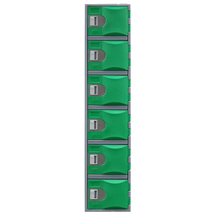 Steelco Heavy Duty HDPE Locker - Full Height Six Door Green