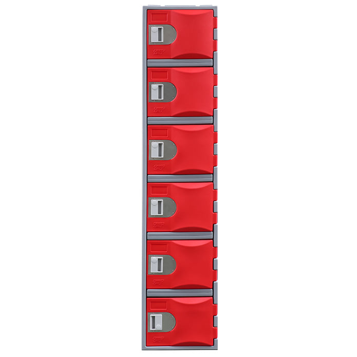 Steelco Heavy Duty HDPE Locker - Full Height Six Door Red