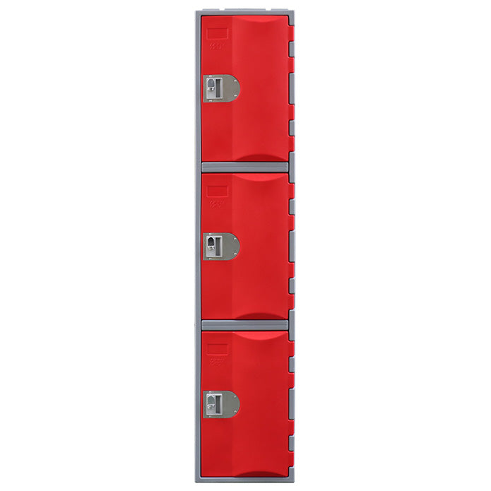 Steelco Heavy Duty HDPE Locker - Full Height Three Door Red