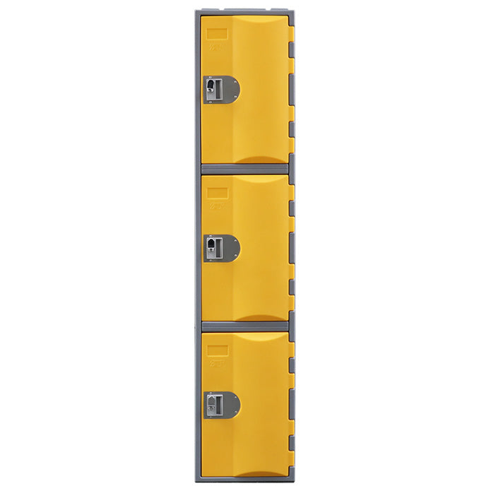 Steelco Heavy Duty HDPE Locker - Full Height Three Door Yellow