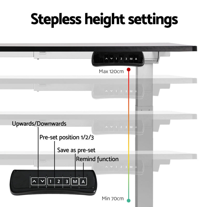 Artiss Standing Desk Frame Only Dual Motor Motorised Black