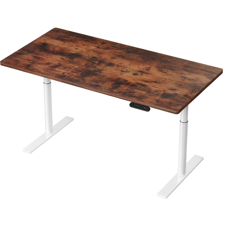 Artiss Standing Desk Motorised Electric Dual Motor Height-adjustable 140cm Rustic Brown White