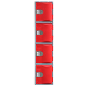 Steelco Heavy Duty HDPE Locker - Full Height Four Door Red