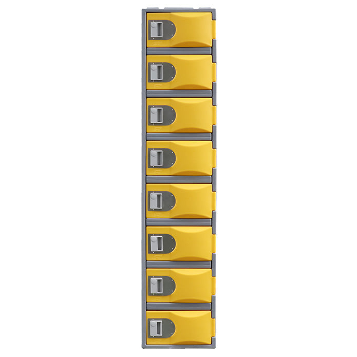 Steelco Heavy Duty HDPE Locker - Full Height Eight Door Yellow