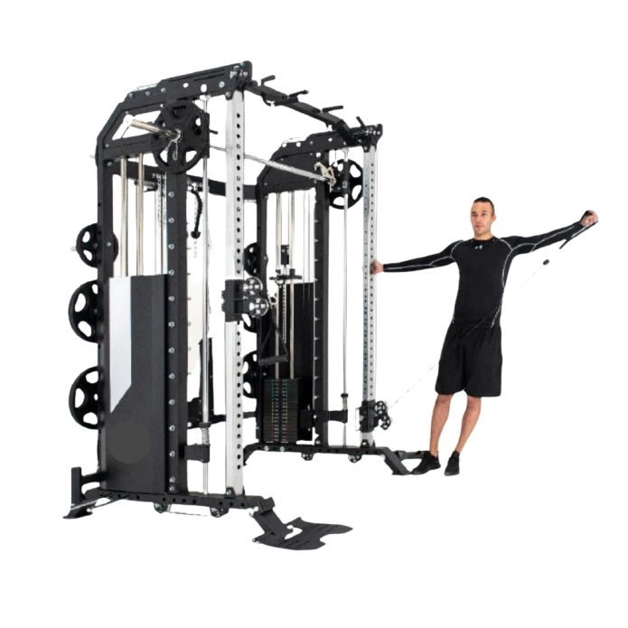 Rapid Motion - Commercial Smith Machine Power Rack And Functional Trainer 3 In 1