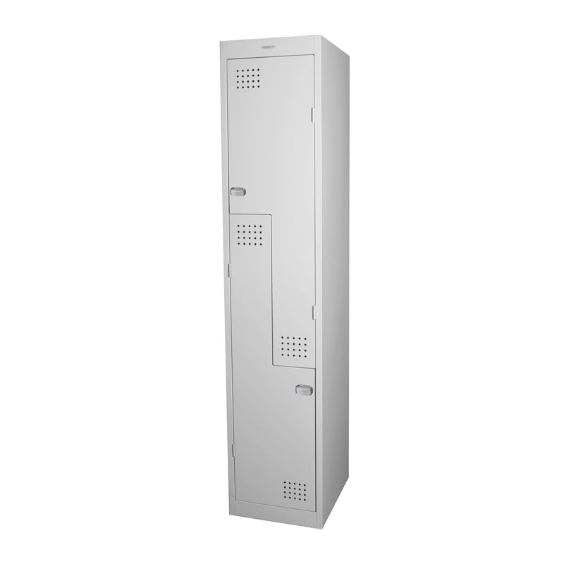 Steelco Steel Lockers 2 Door STEP Locker - 1830H x 380W x 457D - Grey Keylock