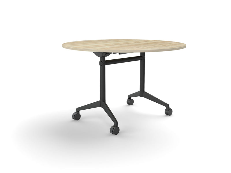 Modulus Flip Table All Black 1200mm Round Natural Oak