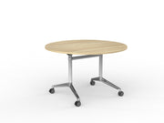 Modulus Flip Table 1200mm Round White Natural Oak