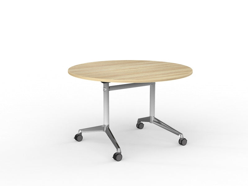 Modulus Flip Table 1200mm Round White Natural Oak