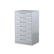 Steelco Drawer Multimedia Cabinet 7 Drawers Silver Grey