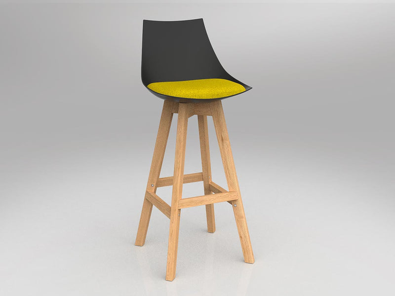 Luna Barstool with Oak Base Bumblebee Yellow Black