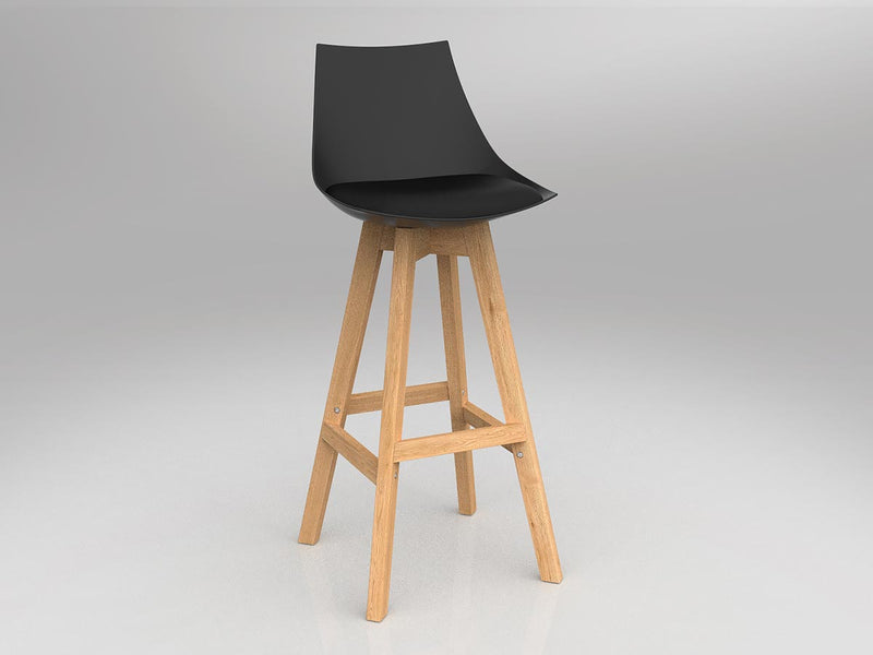Luna Barstool with Oak Base White Eurotex PU Black