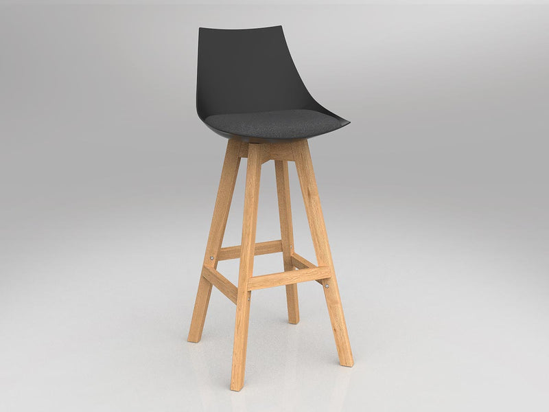 Luna Barstool with Oak Base Charcoal Grey Black