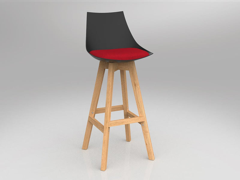 Luna Barstool with Oak Base Chilli Red Black