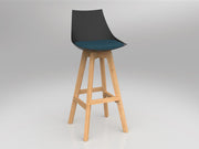 Luna Barstool with Oak Base Deep Blue Black