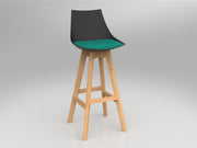 Luna Barstool with Oak Base Emerald Green Black