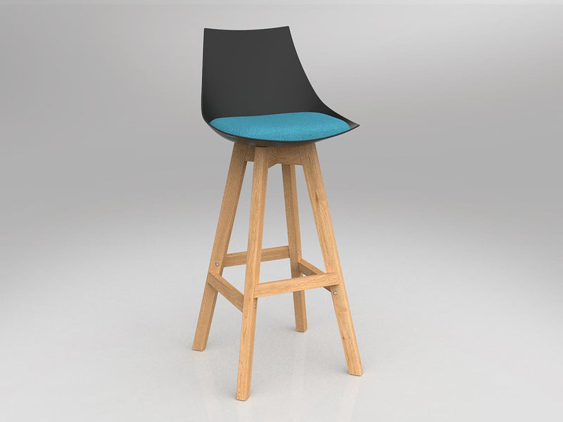 Luna Barstool with Oak Base Ice Blue Black