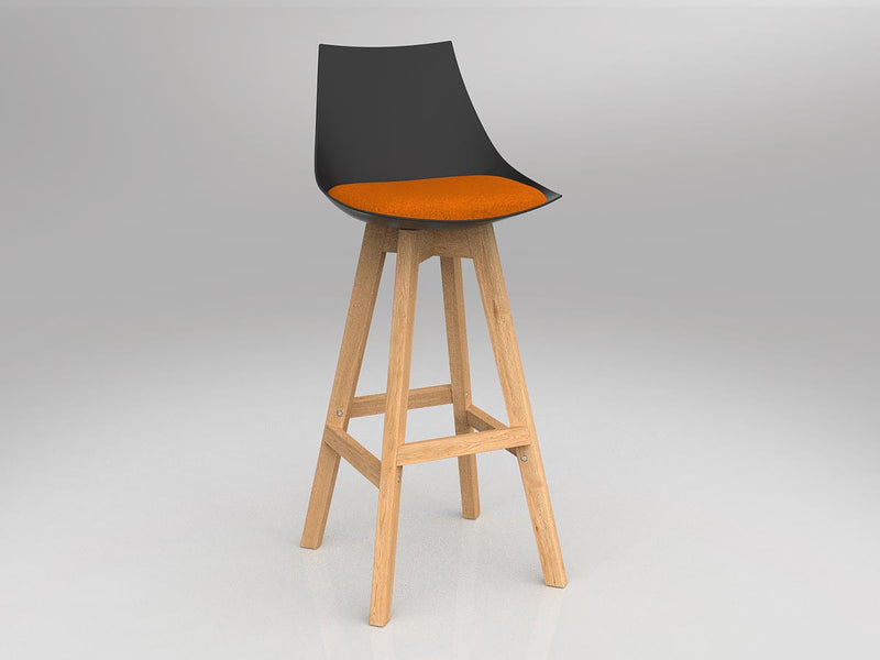 Luna Barstool with Oak Base Sunset Orange Black