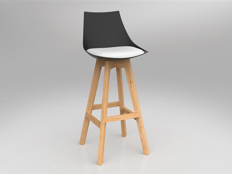 Luna Barstool with Oak Base Black Eurotex PU Black