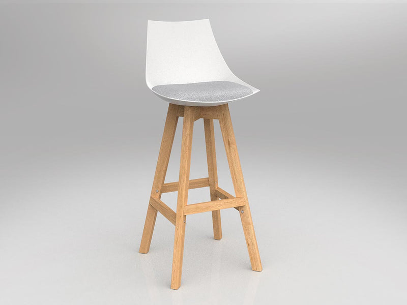 Luna Barstool with Oak Base Ash Grey White