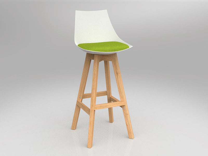 Luna Barstool with Oak Base Avocado Green White
