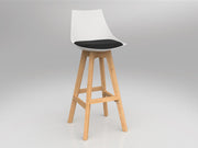 Luna Barstool with Oak Base White Eurotex PU White