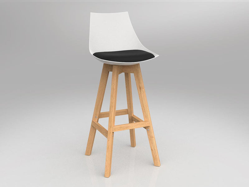 Luna Barstool with Oak Base White Eurotex PU White
