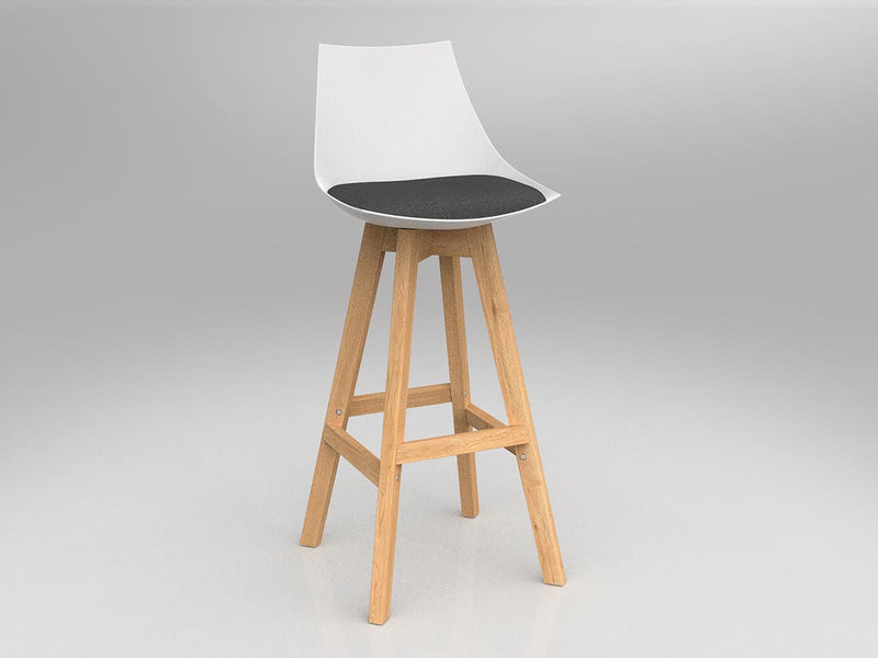 Luna Barstool with Oak Base Charcoal Grey White