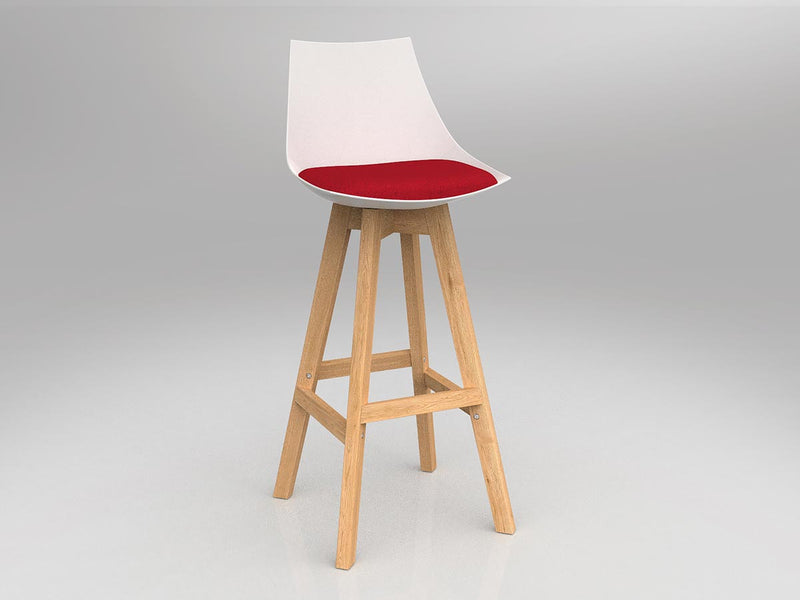 Luna Barstool with Oak Base Chilli Red White