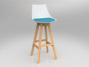 Luna Barstool with Oak Base Ice Blue White