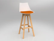 Luna Barstool with Oak Base Sunset Orange White