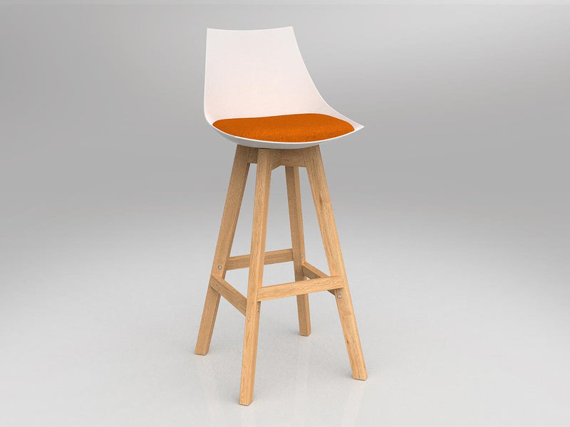 Luna Barstool with Oak Base Sunset Orange White