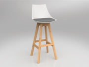 Luna Barstool with Oak Base Stone Grey White