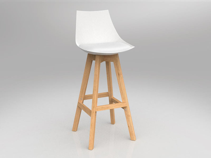 Luna Barstool with Oak Base Black Eurotex PU White
