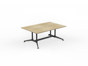 Modulus All Black Twin Post Collar leg Meeting Table 1800mmX1200mm Natural Oak
