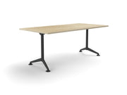 Modulus All Black Fixed Leg Meeting Table 1800mmX900mm Natural Oak