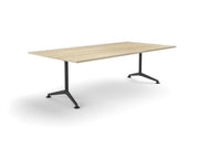 Modulus All Black Fixed Leg Meeting Table 2100mmX900mm Natural Oak