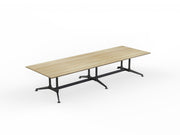 Modulus All Black Twin Post Collar leg Meeting Table 3600mmX1200mm Natural Oak