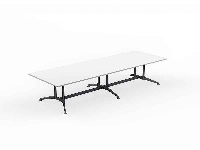 Modulus All Black Twin Post Collar leg Meeting Table 3600mmX1200mm White