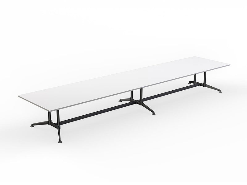 Modulus All Black Twin Post Collar leg Meeting Table 5400mmX1200mm White