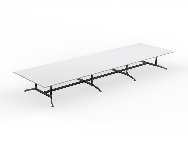 Modulus All Black Twin Post Collar leg Meeting Table 6000mmX1800mm White